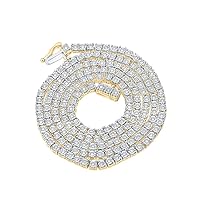 10K Yellow Gold Mens Diamond Single Row Chain Necklace 1-1/4 Ctw.