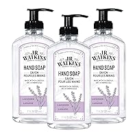 J.R. Watkins Liquid Hand Soap With Dispenser, Moisturizing Hand Soap, Alcohol-Free Hand Wash, Cruelty-Free, USA Made Liquid Soap For Bathroom and Kitchen, Lavender, 11 Fl Oz, 3 Pack