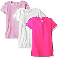 Girl's 3 Pack Short Sleeve T Shirts Crew Neck Casual Soft Tees Top - Sizes 3-16