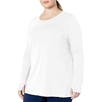 Amazon Essentials Women's Studio Relaxed-Fit Long-Sleeve T-Shirt (Available in Plus Size), White, Small