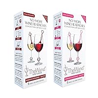 PureWine Wand Purifier Filter Stick Removes Histamines and Sulfites - Reduces Wine Allergies & Eliminates Headaches - Drop It & Stir Aerates Restoring Taste & Purity - Pack of 16 (Pink+ Red)