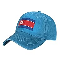 Korean Flag Print Unisex Adjustable Baseball Caps Washed Denim Trucker Hat Baseball Low Profile Dad Hat
