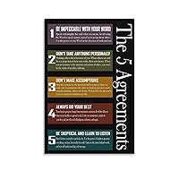 Generic Posters The Five Agreements Poster Five Ways to Change Your Life Motivational Wall Art Canvas Wall Art Picture Modern Office Family Decor Aesthetic Gift 24x36inch(60x90cm)