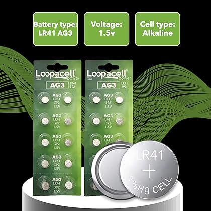 LOOPACELL LR41 AG3 392 384 192 Battery - 1.5V Button Coin Cell Batteries (Pack of 20)