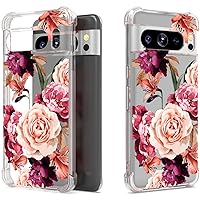 CoverON Compitable with Google Pixel 8 Pro Case for Women, Slim Floral Design Clear TPU Flexible Skin Cover Protective Sleeve for Pixel 8 Pro Phone Case - Peony Flower