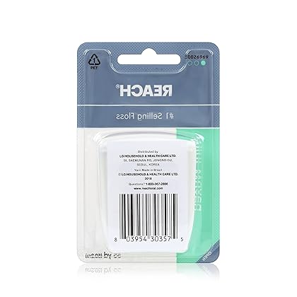 Reach Waxed Dental Floss | Effective Plaque Removal, Extra Wide Cleaning Surface | Shred Resistance & Tension, Slides Smoothly & Easily, PFAS FREE | Mint Flavored, 55 Yards, 1 Pack
