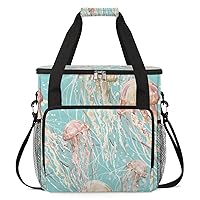 watercolor Jellyfish Coffee Maker Carrying Bag Compatible with Single Serve Coffee Brewer Travel Bag Waterproof Portable Storage Toto Bag with Pockets for Travel, Camp, Trip