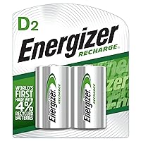Energizer Rechargeable D Batteries, NiMH, 2500 mAh, 2 Count (NH50BP-2) Green and Silver