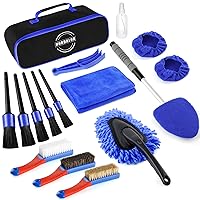17Pcs Car Interior Detailing Kit with Windshield Cleaning Tool, Detailing Brush Set, Leather & Textile Car Interior Brush,Car Duster, Car Interior Cleaning Kit,Complete Car Interior Care Kit