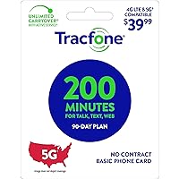 Tracfone $39.99 200 Minutes Prepaid Phone Card / 90â€“Day Plan (Physical Delivery)