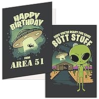 Crazy Dog T-Shirts Area 51 Birthday Card Funny Alien Butt Stuff UFO Flying Saucer Card Birthday Funny Space Area 51 1 Pack