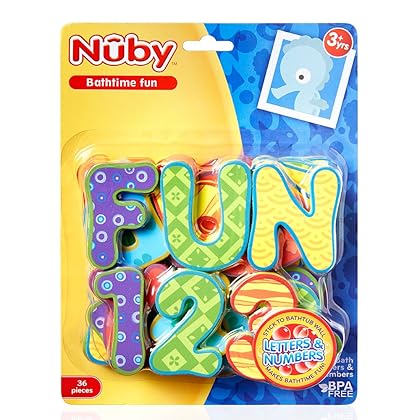 Nuby Bath Tub Alphabet Set, Assorted, 36 Piece