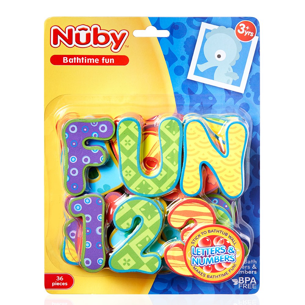Nuby Bath Tub Alphabet Set, Assorted, 36 Piece
