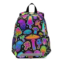 ALAZA Rainbow Mushroom Stars Kids Toddler Backpack Purse for Girls Boys Kindergarten Preschool School Bag w/Chest Clip Leash Reflective Strip