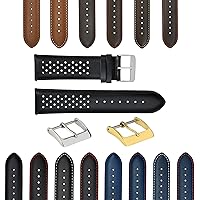 Perforated Leather Rally Watch Strap Band-Quick Release 18-19-20-21-22-23-24mm