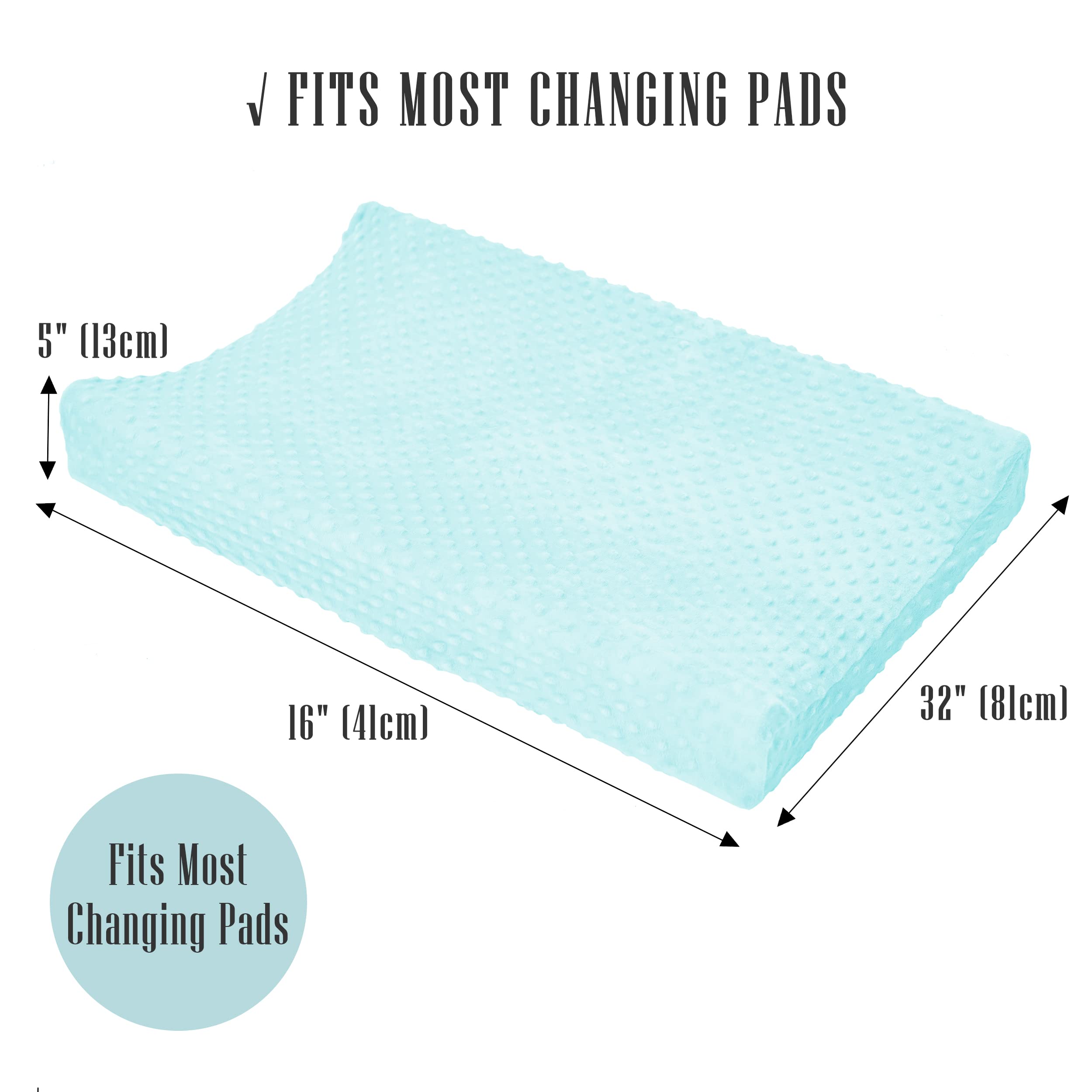 Cute Castle Changing Pad Cover - Ultra Soft Bean Dot Plush Changing Table Covers Breathable Baby Changing Pad Table Sheets for Boy and Girl (2 Pack White and Aquamarine)