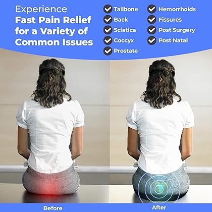 Orthopedic Donut Pillow, Tailbone Pain Relief, Hemorrhoid & Postpartum Cushion for Men and Women, Helps Ease Discomfort from Tailbone, Hemorrhoids, Pregnancy, Surgery, Ideal for Home & Office Chairs