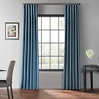 HPD Half Price Drapes Faux Silk Blackout Curtains 108 Inches Long for Bedroom & Living Room Vintage Textured Blackout Curtain (1 Panel), 50W x 108L, Nassau Blue