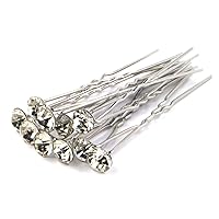 Pack of 12 Crystal Rhinestones Hair Pins Bridal Accessory Bridemaid Party Flower Girl (Crystal)