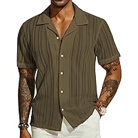PJ PAUL JONES Men's Casual Button Down Shirts Cuban Collar Summer Beach Shirts