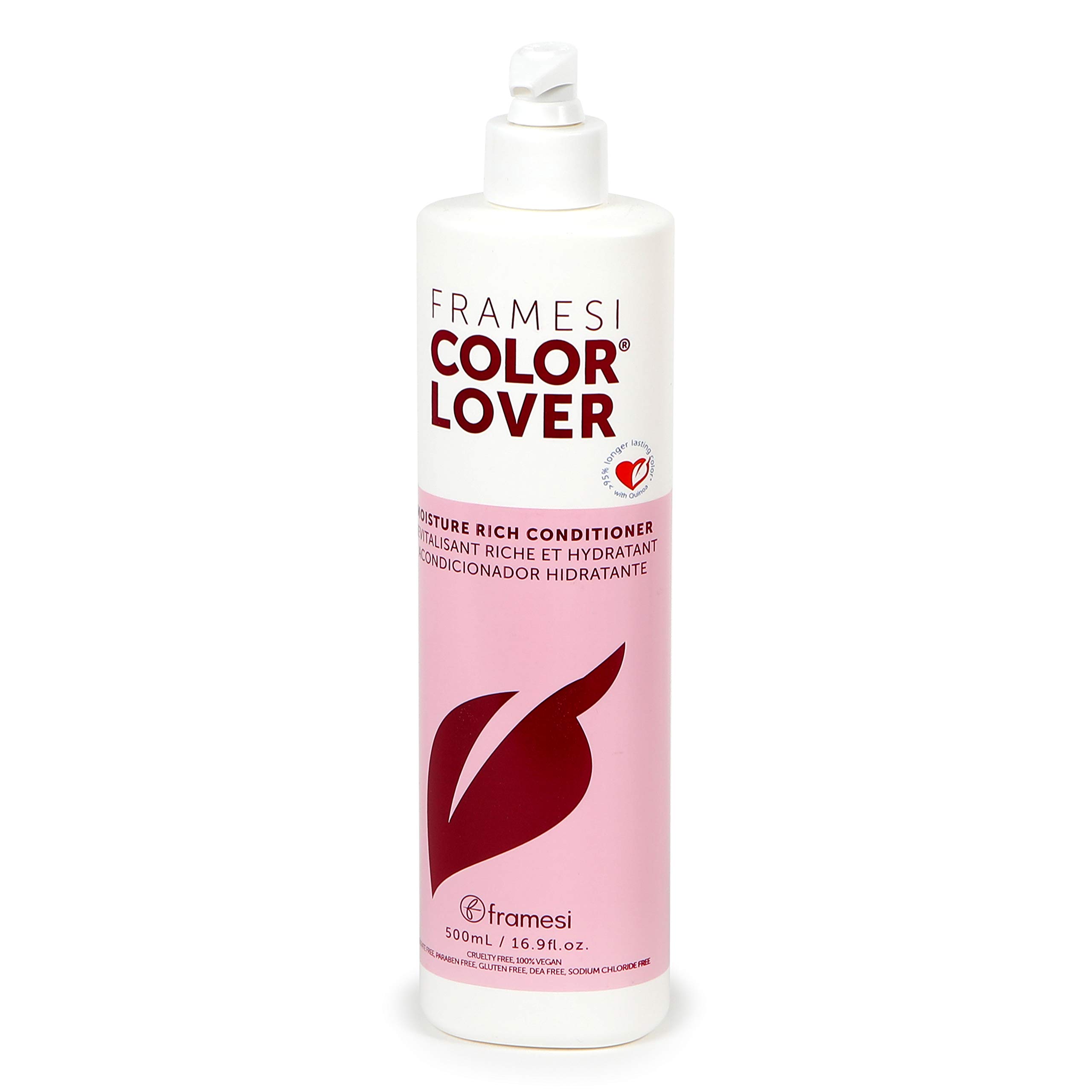 Framesi Color Lover Moisture Rich Conditioner, Sulfate Free Conditioner with Coconut Oil and Quinoa, Color Treated Hair