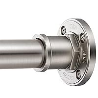 BRIOFOX Industrial Shower Curtain Rod - 2-in-1 Design Tension Curtain Rod - Never Rust Non-Slip 27 to 43 Inch 304 Stainless Steel, Brushed Nickel Window Curtain Rod