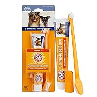 Complete Care Dog Dental Kit | 2.5 oz Chicken Flavor Enzymatic Dog Toothpaste, Toothbrush, & Finger Brush | Baking Soda Enhanced Formula for Fresh Breath and Tartar Control