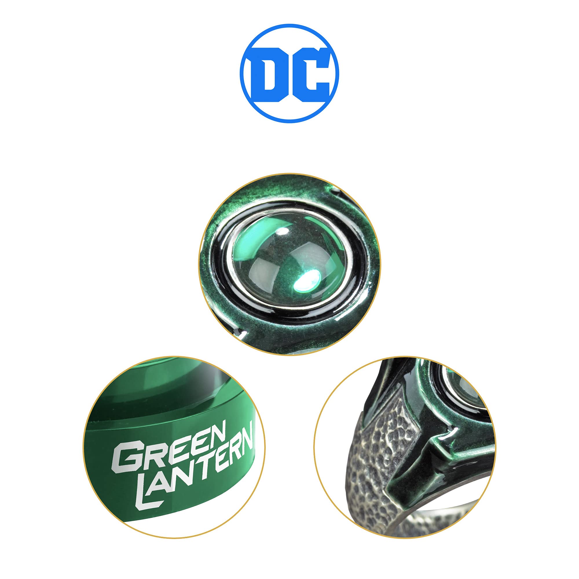 The Noble Collection DC Green Lantern Prop Ring & Display - Die Cast Metal Ring with 4in (10cm) Display Case - Officially Licensed Film Set Movie Props Gifts Jewellery