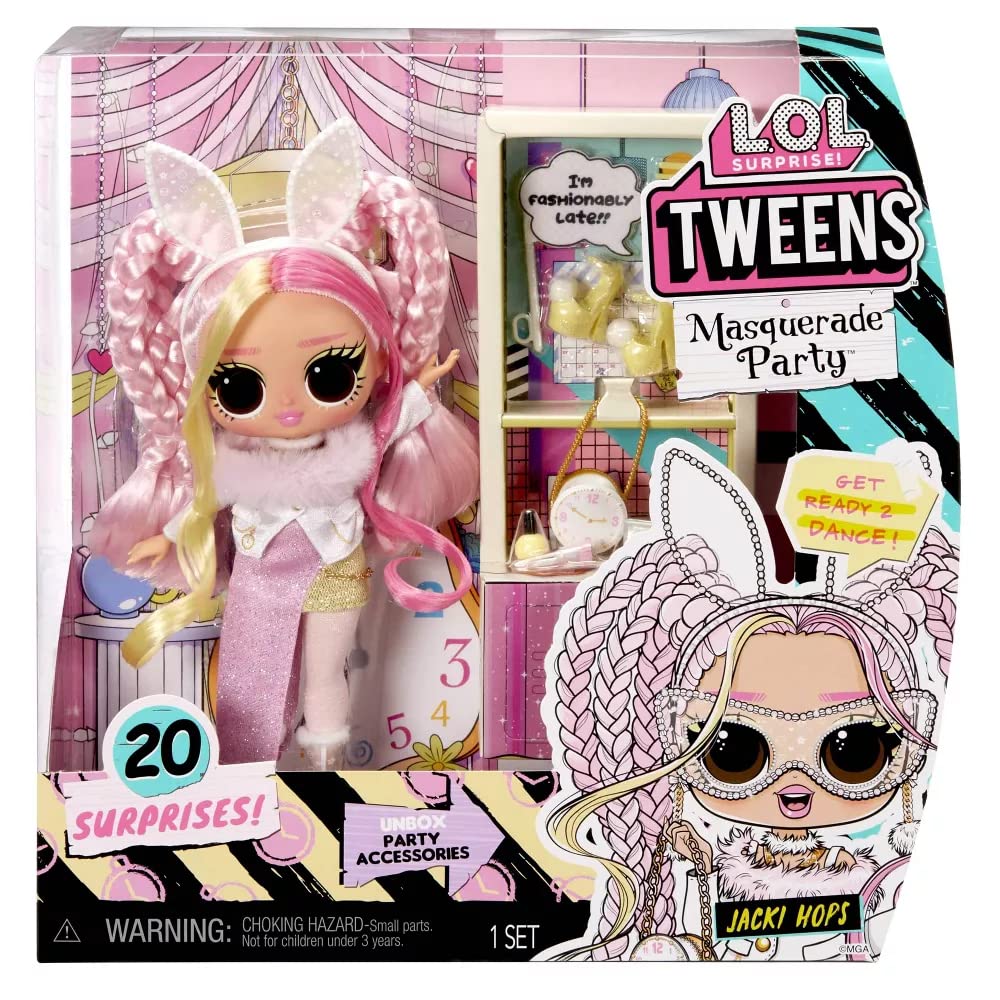 L.O.L. Surprise! Tweens Masquerade Party Jacki Hops Fashion Doll with 20 Surprises Including Accessories & Blue Rebel Outfits, Holiday Toy Playset, Great Gift for Kids Girls Boys Ages 4 5 6+ Years