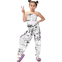 Kids Girls Jumpsuit Tie Dye Print Grey Trendy Fahsion All In One Playsuits 5-13Y