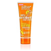 Alba Botanical Mango Vanilla Very Emollient Cream Shave, 8 Ounce Tubes (Pack of 4)
