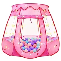 Pop Up Princess Tent with Star Light, Toys for 1 2 3 Year Old Girl Birthday Gift, Ball Pit for Baby 12-18 Month, Foldable Kids Play Tent for Toddler 1-3, One Year Old Girl Toy Indoor Outdoor