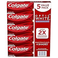 Colgate Optic White Advanced Teeth Whitening Toothpaste, Sparkling White (4.2 Oz., 5 Pk.), 21 Oz