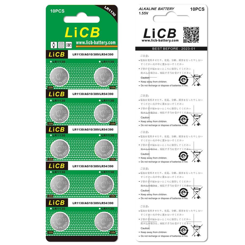 LiCB 20 Pack LR1130 AG10 Battery 1.5V Long-Lasting Alkaline Button Cell Batteries