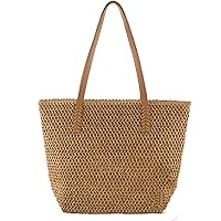 Straw Beach Tote Bag for Women Large Woven Shoulder Handbag Straw Bag for Summer Beach Vacation