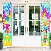 Colorful Happy Birthday Porch Sign-Happy Birthday Wall Hanging Couplet Banner Yard Sign - Art Theme Part Decorations Supplies Indoor Outdoor Vertical Decor for Kid's Party
