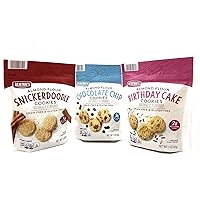 Almond Flour Grain & Gluten Free Cookies by Bentons 3 Flavor Sampler - (1) each: Snicker Doodle, Chocolate Chip & Birthday Cake 3 oz Each (Pack of 3)