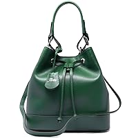 Floto Milano Leather Bucket Tote Bag, Italian Leather Handbag with Double Leather Handles, Made in Italy