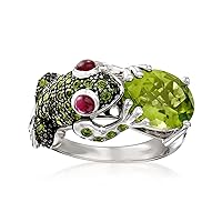 Ross-Simons 4.60 ct. t.w. Multi-Gemstone Frog Ring in Sterling Silver