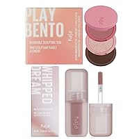 Kaja 3-in-1 Blendable Sculpting Trio - Play Bento 2.5 Dolce Cappuccino + Multi-purpose Liquid Eyeshadow & Blush - Whipped Dream 02 Meringue Pink, 0.17 Oz Bundle