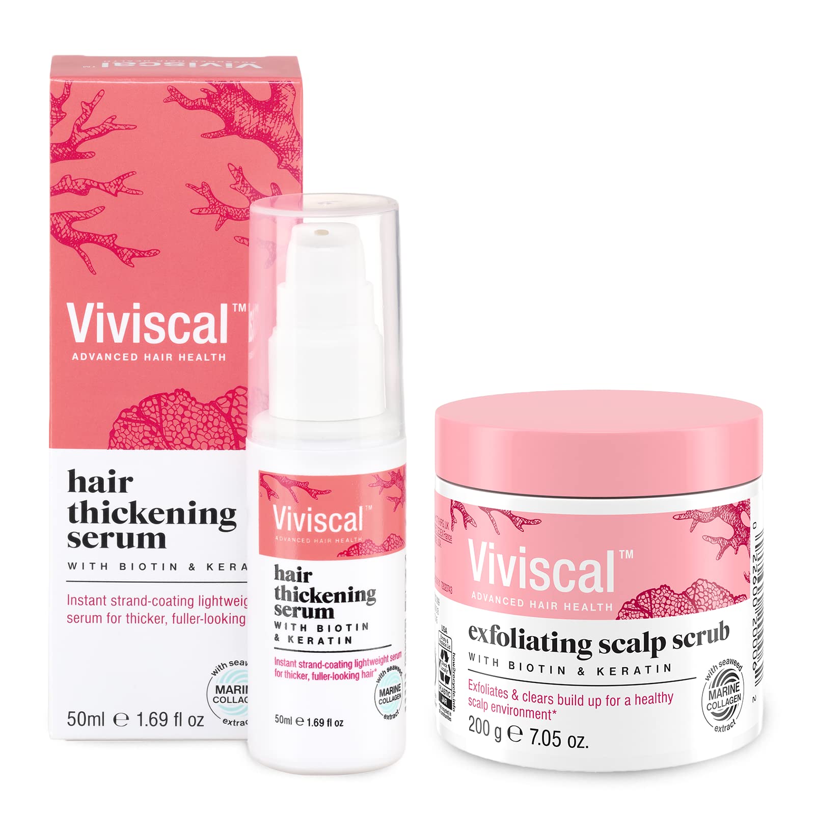Bundle of Viviscal Hair Thickening Serum 50ml (1.69 fl. oz.) + Viviscal Exfoliating Scalp Scrub 200g (7.05 oz.)