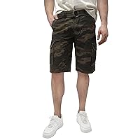 RAW X Mens Belted Cargo Shorts, Relaxed Fit Casual Knee Length Cargo Shorts for Men (Big and Tall Shorts for Men)