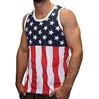 Men's American Flag Stripes and Stars Muscle Tank Top Shirt