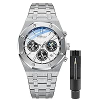 Gosasa Luxury Men's Watch Chronography Business Quartz Watch for Men Calendar Luminous Fashion Men's Watch Waterproof Stainless Steel Strap