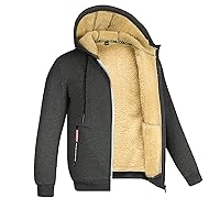 Men's Fleece Hoodie Sherpa Jacket Full Zip Warm Fuzzy Windproof Winter Coats Hooded Outwear Cozy Warm Flannel Jackets