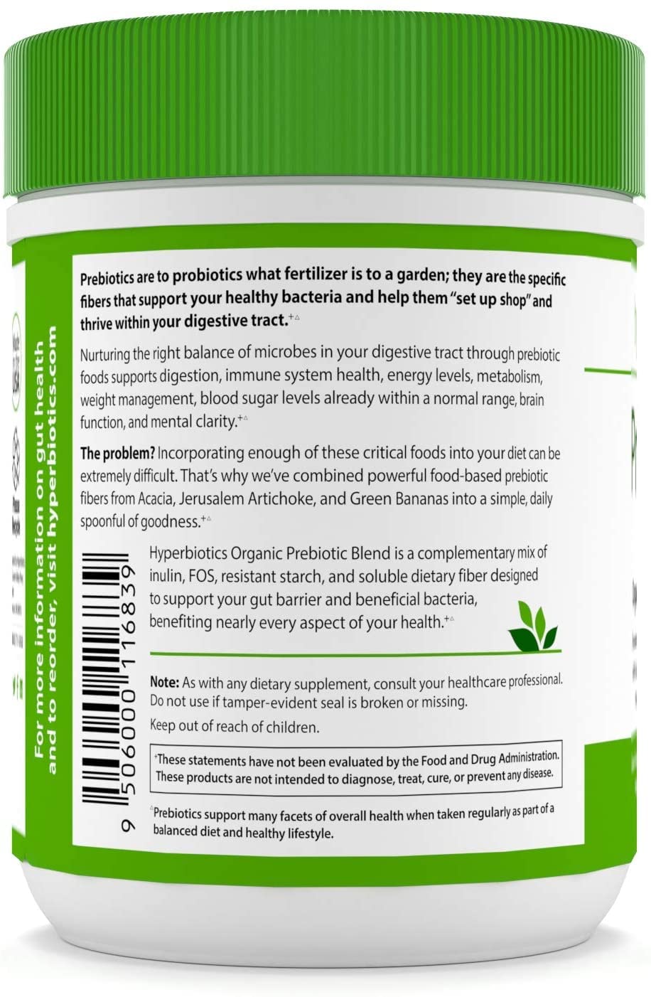 Hyperbiotics Vegan Organic Prebiotic Powder | Unflavored Soluable Fiber Supplement | Supports Healthy Digestion & Growth of Beneficial Gut Bacteria | Jerusalem Artichoke and Acacia | 54 Servings