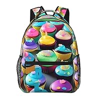Colorful Happy Birthday Cupcakes print Lightweight Bookbag Casual Laptop Backpack for Men Women College backpack