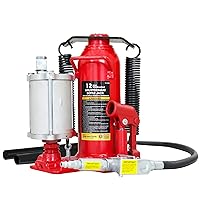 BIG RED 12 Ton (24,000 LBs) Torin Welded Pneumatic Air Hydraulic Car Bottle Jack with Aluminum Alloy Pump and Special Slow Release Equipment for Auto Repair and House Lift, Red, TQ12006