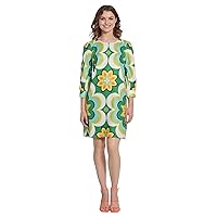 Donna Morgan Women's 3/4 Sleeve Kaleidoscope Printed Shift Dress