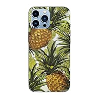 Exotic Tropical Pineapples Printed Magnetic Case for iPhone 13 Pro Max Case Frosted Shockproof Clear Phone Case Cover 6.7 Inch,High-Speed Charging,Acrylic Back,Not Yellowing